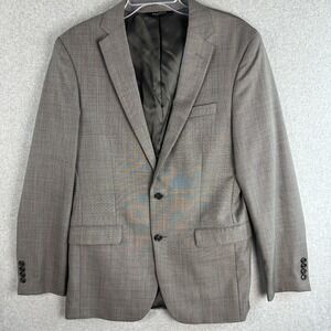 Jos A Bank Suit Jacket Mens 42L Gray Wool Blend Slim Fit 2 Button Notch Lapel